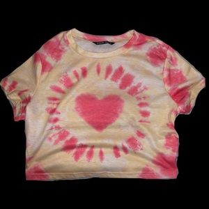 SHEIN tie dye heart cropped t-shirt